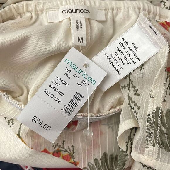 NEW $34 Boho Floral Fly Away Front Longline Sheer Tank Top sz M - Picture 4 of 10